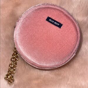 Miu Miu Pink Velvet Round Coin Purse